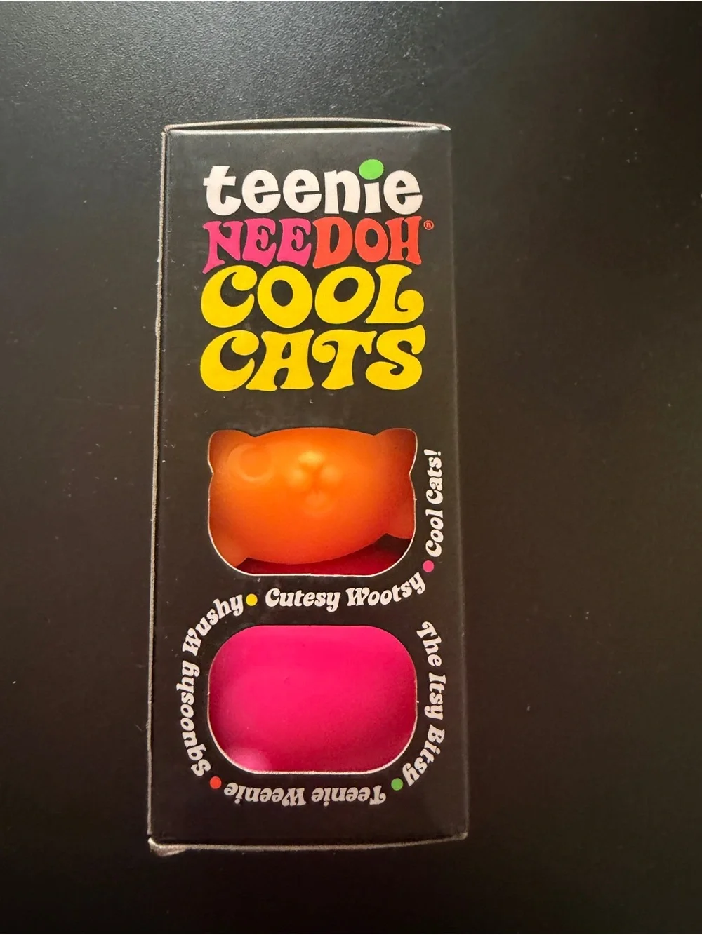 Nee Doh Schylling Teenie Cool Cats 3-pack Pink Orange Teal Squishy Sensory Toy